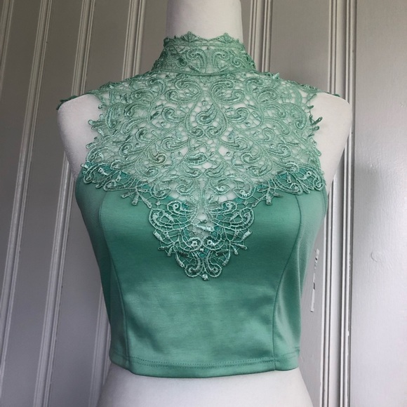 joel Tops - BRAND NEW Joyce Leslie mint lace crop top